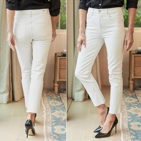 FRANK & EILEEN Cork Distressed Hem White Denim Slim Jeans SZ 26 - Picture 2 of 12